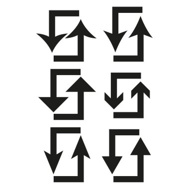 Ok sembollerini geri dönüştür. Dairesel dönüş vektörü. Çevre dostu grafik. Yenilenme süreci çizimi. EPS 10.