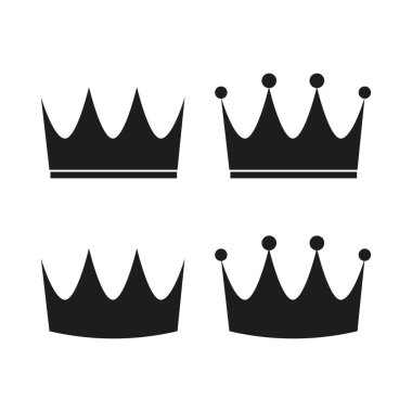 Kraliyet taç ikonları. Görkemli başlık sembolleri. Liderlik Vektörü amblemleri. Otorite kraliyet illüstrasyonu. EPS 10.