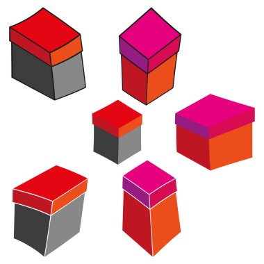 Küp silindir kompozisyonu. Geometrik şekil vektörü. Isometric nesne koleksiyonu. Turuncu pembe elementler. EPS 10.