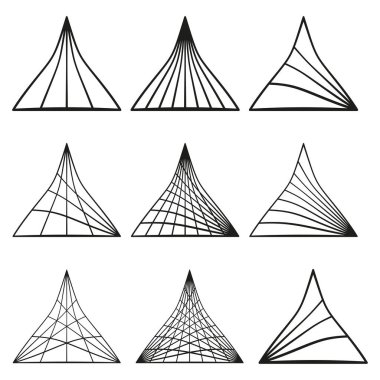 Geometrik üçgen şekilleri. Soyut çizgi deseni. Minimalist Piramit Vektörü. Modern tasarım öğesi. EPS 10.