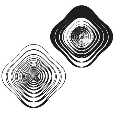 Soyut spiral kareler. Dinamik dalgalanma etkisi. Eşmerkezli biçim çizimi. Vektör modern tasarım. EPS 10.