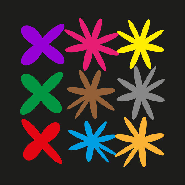 Abstract star shapes. Colorful graphic elements. Geometric Vector set. Organic splash forms. EPS 10.