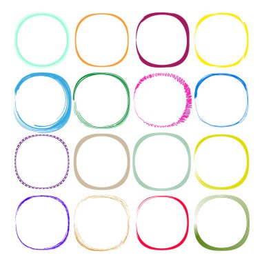 Renkli kare çerçeveler. Soyut yuvarlak köşeler. Canlı vuruş sınırları. Vektör sanat unsurları. EPS 10.