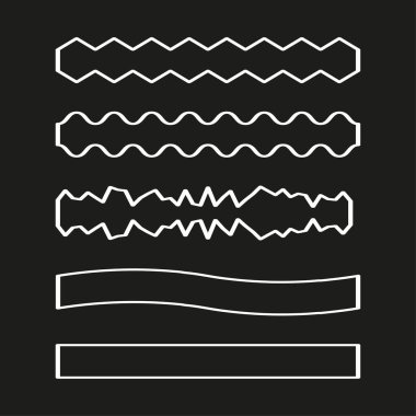 Yatay çizgi çerçeveleri. Dalgalı dikdörtgen çizgiler. Beyaz çizgili vektör. Koyu arkaplan şekilleri. EPS 10.