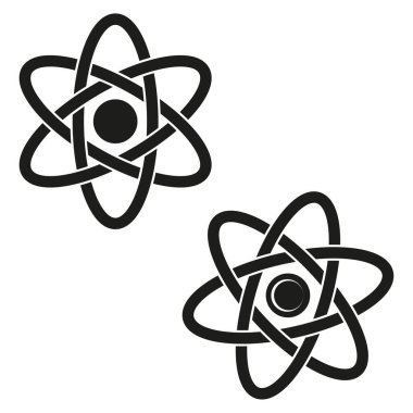 Atom fiziği ikonları. Bilimsel yörünge sembolleri. Eğitim Vektörü unsurları. Modern bilim grafiği. EPS 10.