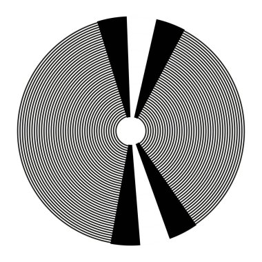 Radyal çizgi deseni. Geometrik disk ögesi. Soyut Vektör Tasarımı. Optik ilüzyon çizimi. EPS 10.