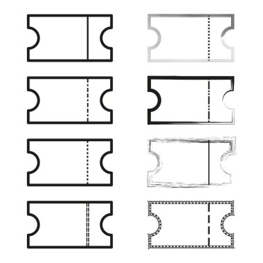 Bilet koçanı elemanları. Kupon yırtılma izleri. Delinmiş Vektör kağıdı. Olay itirafı illüstrasyonu. EPS 10.