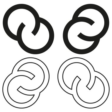 Birbirine bağlı halka simgeleri. Dairesel zincir sembolü. Döngü bağlantısı Vektörü. Minimum düğüm motifi. EPS 10.