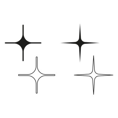 Parıldayan ikonlar. Işıltılı semboller. Parlak Etki Vektörü. Yıldız patlaması elementleri. EPS 10.