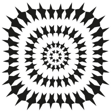 Radyal yıldız patlaması deseni. Dönen geometrik elementler. Optik illüzyon Vektörü. Dinamik soyut illüstrasyon. EPS 10.