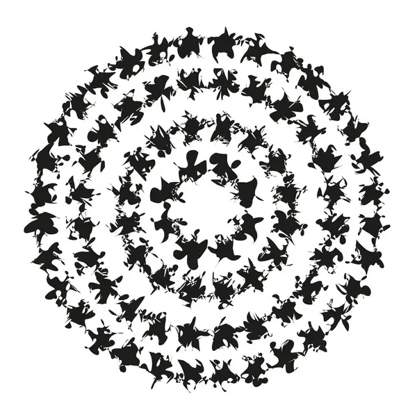 Dairesel yıldız deseni. Eşmerkezli yuvarlak şekiller. Soyut Kozmik Vektör. Dekoratif geometrik çizim. EPS 10.