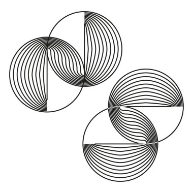 Soyut geometrik daireler. Bölünmüş Vektör deseni. Eşmerkezli çizgi şekilleri. Modern dinamik amblem. EPS 10.