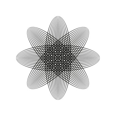 Soyut çiçek çizimi. Ayrıntılı konsantre şekiller. Geometrik çiçek deseni. Simetrik Vektör elemanı. EPS 10.