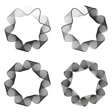 Soyut spiral şekiller. Eğimli çizgi desenleri. Dinamik girdap taşıyıcısı. Geometrik modern sanat. EPS 10.