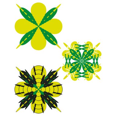 Çiçek yaprakları. Yeşil sarı soyutlama. Doğa Vector 'a ilham verdi. Simetrik çiçek çizimi. EPS 10.