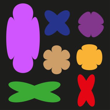 Vektör simgeleri kümesi. Soyut organik şekiller. Renkli grafik elementler. Modern sanat koleksiyonu. EPS 10.