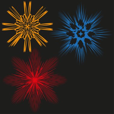 Yıldız patlaması şekilleri. Renkli elementler. Soyut Vektör sıçraması. Parlak hareket tasarımı. EPS 10.