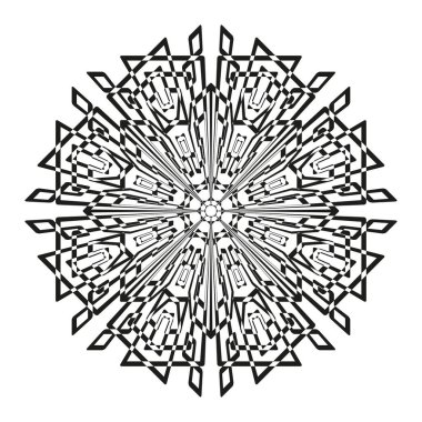 Soyut geometrik tasarım. Radyal labirent deseni. Karmaşık çizgi sanatı. Vektör modern süs. EPS 10.