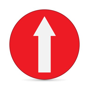 Kırmızı daire vektör illüstrasyonunda beyaz ok