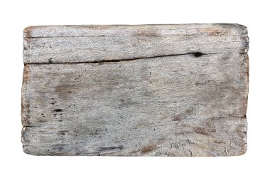 Beyaz arkaplanda kırpma yolu ile eski antika ahşap tabela