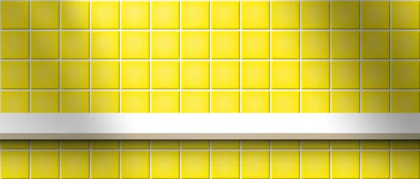 Witte Houten Plank Gele Keramische Tegels Muur Achtergrond Vector Illustratie — Stockvector
