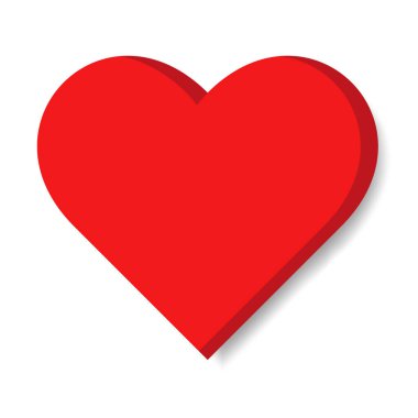 Beyaz arkaplan vektör illüstrasyonunda 3d kırmızı kalp