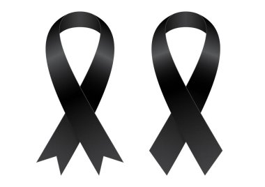 Beyaz arkaplan vektörü illüstrasyonunda 3d gerçekçi siyah farkındalık kurdelesi