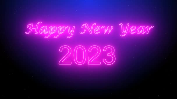 Šťastný Nový Rok 2023 Neonovým Efektem Zeleného Pozadí Obrazovky — Stock video