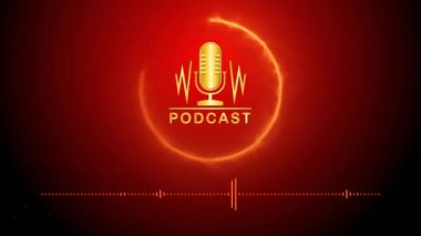 Ses spektrumlu yeşil ekran arkaplanındaki podcast simgesi