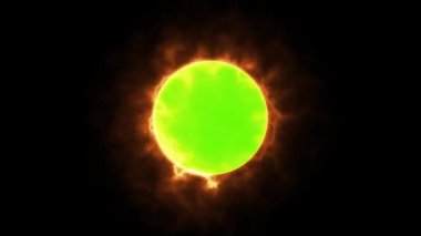 Dönen yeşil ekran arkaplanı ateş çemberi