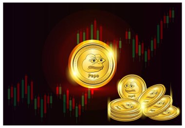 3 boyutlu altın sikke pepe para kripto döviz borsası illüstrasyon I Meme coin crypto