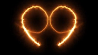 Ateş hatları yeşil ekranda bir kalp sembolü oluşturur.