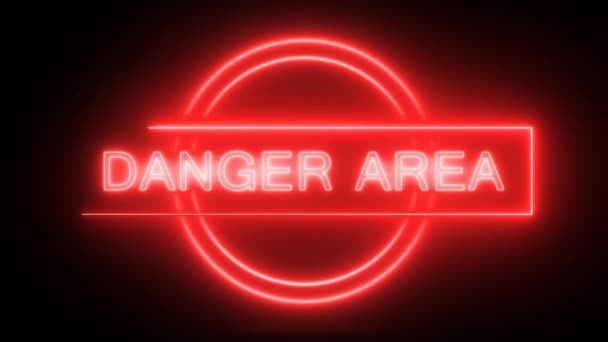 Veszély Terület Figyelmeztető Jel Neon Fényhatás Zöld Képernyő Háttér — Stock videók