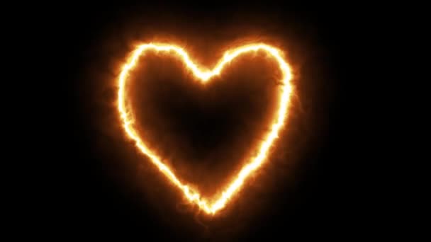 Coeur Symbole Feu Lumière Effet Vert Écran Arrière Plan — Video