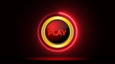 Neon ışık efektli yeşil ekran arkaplanına sahip çalma düğmesi