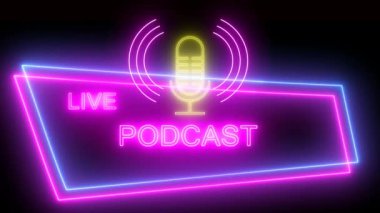 Podcast logo neon ışık efekti
