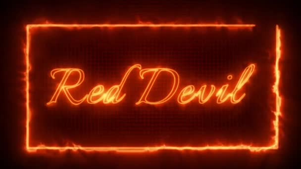 Piros Ördög Tűz Szöveg Hatás Zöld Képernyő Háttér — Stock videók