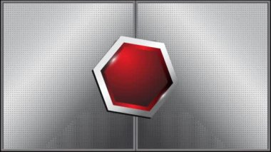 Ateşli altıgen kutu düğmesi yeşil ekran arkaplanı