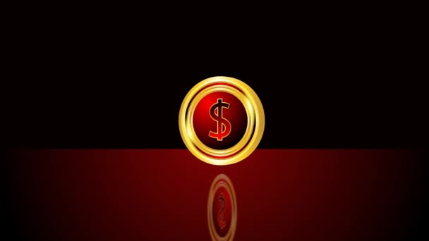 Gold Coin Dollar Sign Rotating Effect Green Screen Background — Stock Video