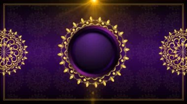 altın ve mor mandala ışık efektli yeşil ekran arkaplanı