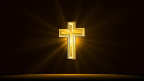 Jesus Christ Simbol Gouden Licht Effect Groen Scherm Achtergrond — Stockvideo