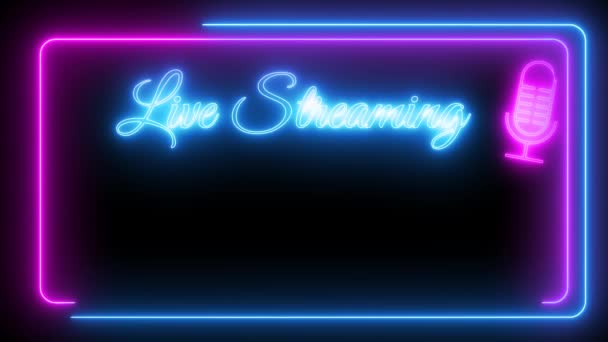 Live Streaming Text Neon Light Effect Green Screen Background — Stock Video