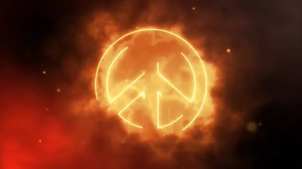 Символ Миру Ефектом Вогню Зелений Екран Фону — стокове відео