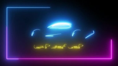araba satıcısı logosu neon ışık efekti yeşil ekran arkaplanı