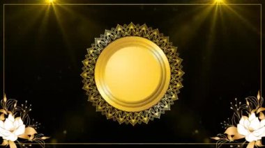 Lüks siyah ve altın mandala çiçek çerçevesi yeşil ekran arkaplan