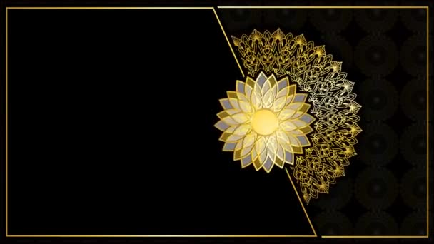 Luxo Preto Dourado Mandala Ornamento Verde Tela Fundo — Vídeo de Stock