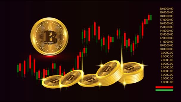 Bitcoin Crypto Waluty Handlu Ilustracja Zielony Ekran Tło — Wideo stockowe