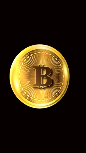 Bitcoin Crypto Waluta Pionowy Zielony Ekran Tło — Wideo stockowe
