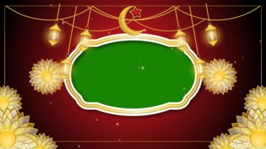 Çiçek ve fener süslemeli İslami yeşil ekran arkaplan