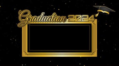 Mutlu Mezuniyet 2024 metin efekti yeşil ekran arkaplanı